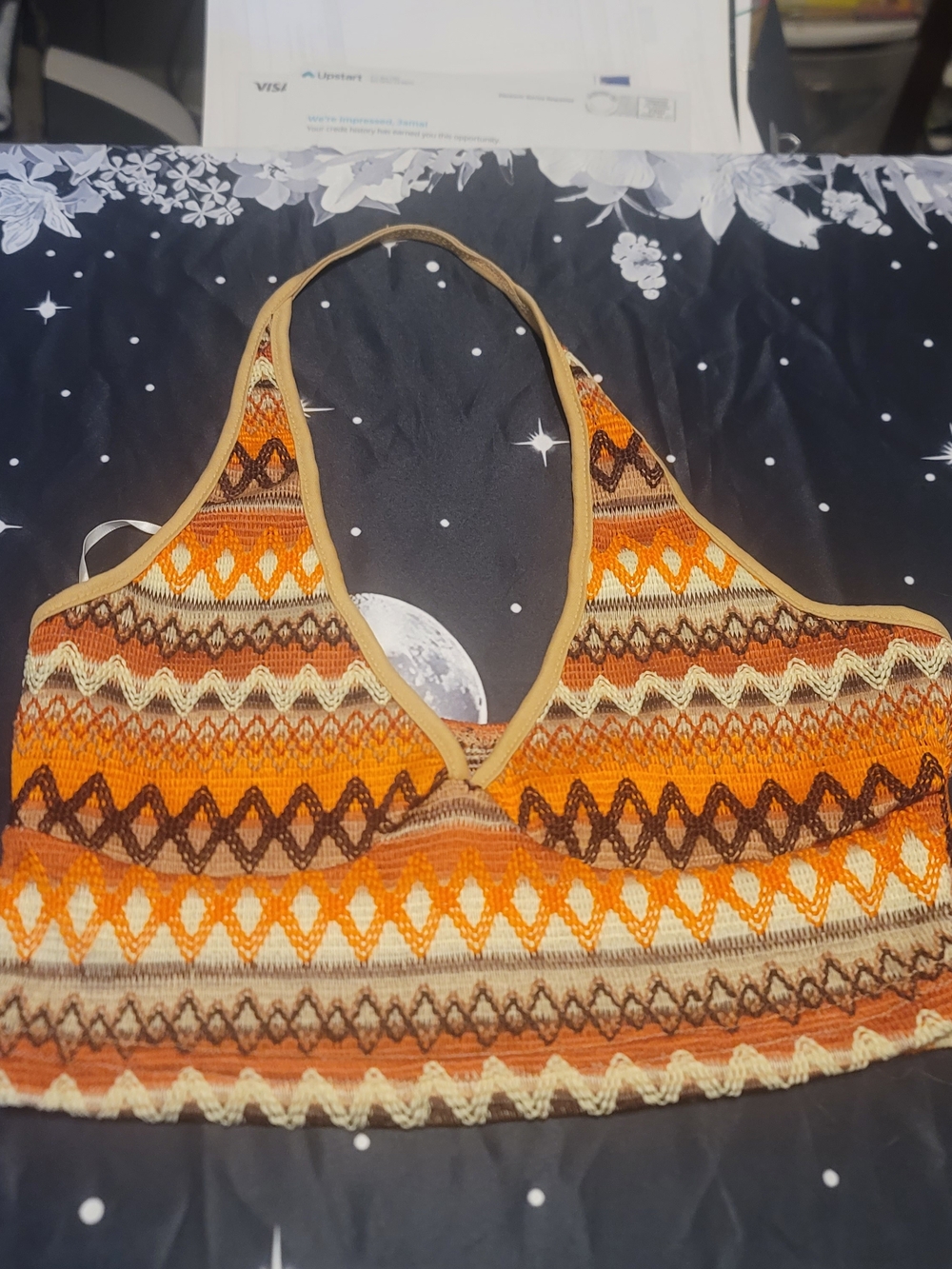 Retro Halter Top Brown,orange, and Cream Size Medium